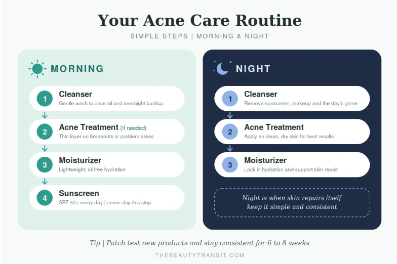 acne skincare routine morning and evening