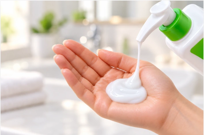 CeraVe best Hydrating Cleanser creamy texture dispensed onto a hand