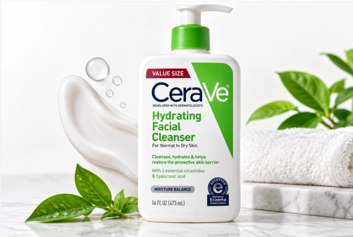 CeraVe Hydrating Facial Cleanser for normal to dry skin with water and hydrating elements