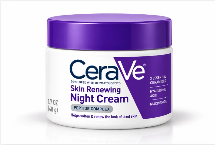 CeraVe Skin Renewing Night Cream with ceramides, hyaluronic acid, niacinamide and peptide complex