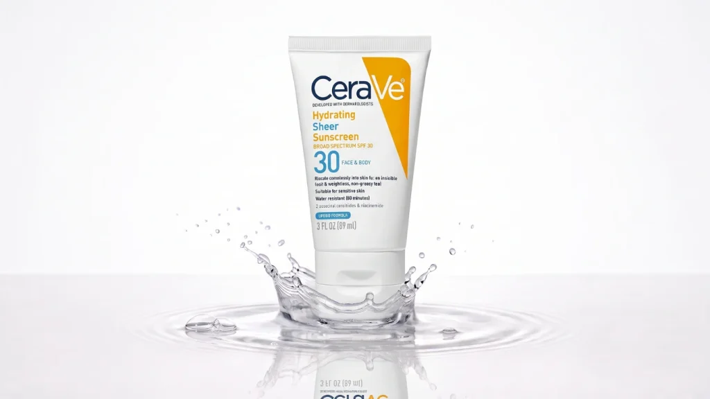 CeraVe Hydrating Sheer Sunscreen SPF 30 for acne-prone skin