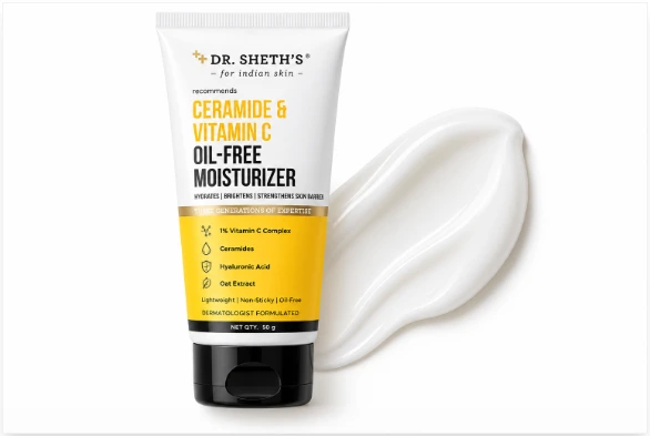 Dr. Sheth’s Ceramide & Vitamin C Oil-Free Moisturizer for oily and dull skin.