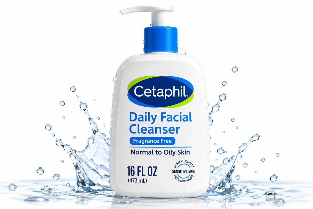 Best cleanser for oily skin budget pick Cetaphil Daily Facial Cleanser fragrance free 16 ounce pump