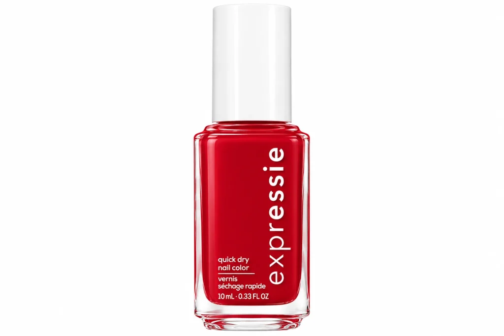 Essie Expressie Seize the Minute, a best red nail polish pick for quick-dry color
