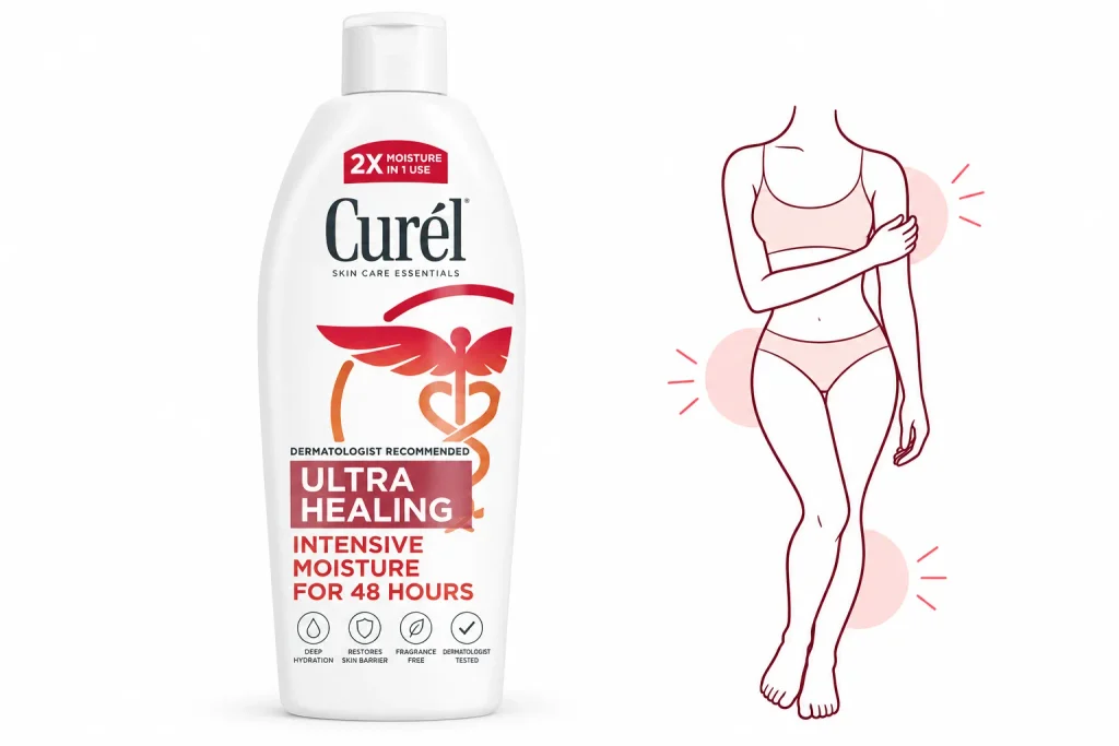budget best body moisturizer for dry skin: Curel Ultra Healing Lotion