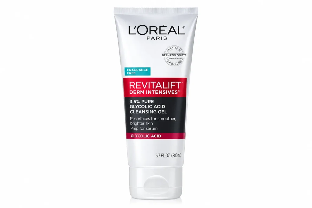 best glycolic acid cleanser for beginners: L'Oréal Revitalift 3.5% Cleansing Gel