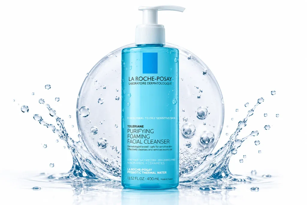 Best dermatologist-recommended cleanser La Roche-Posay Toleriane Purifying Foaming Face Wash for oily skin