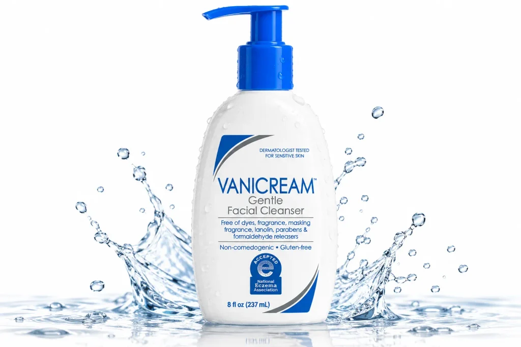 Best cleanser for oily skin that is sensitive Vanicream Gentle Facial Cleanser pump bottle